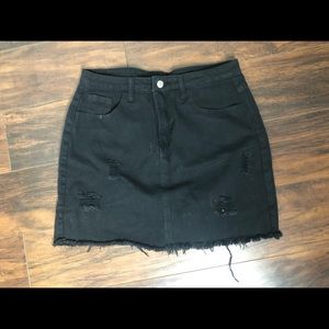 Distressed Denim black mini skirt